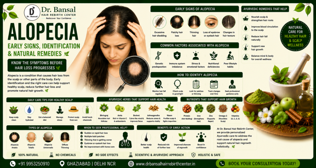 ALOPECIA Early Signs, Identification & Natural Remedies Know the Symptoms Before Hair Loss Progresses Dr. Bansal Hair Rebirth Center
